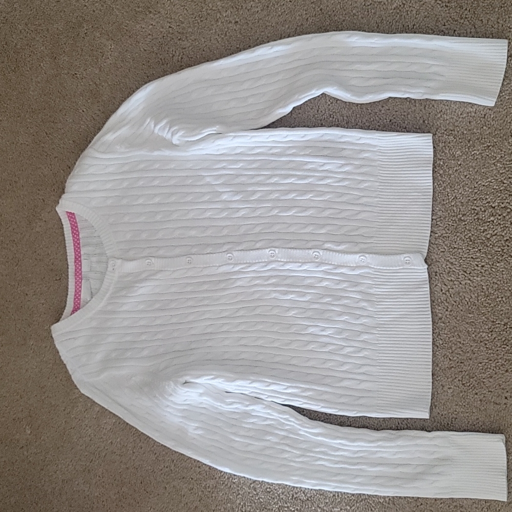 GAP Girls L (10) White Button Cardigan